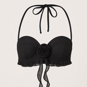 Tiger Mist Heaven Halter Bralette Top — Black Rosette NWT